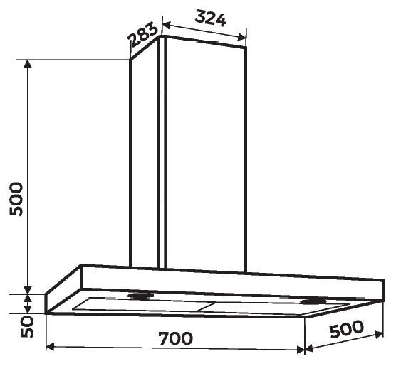 Thông số máy hút mùi Taco 2510